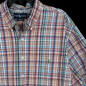 Ralph Lauren classic fit S/S button up shirt men’s XXL cotton pony multicolor